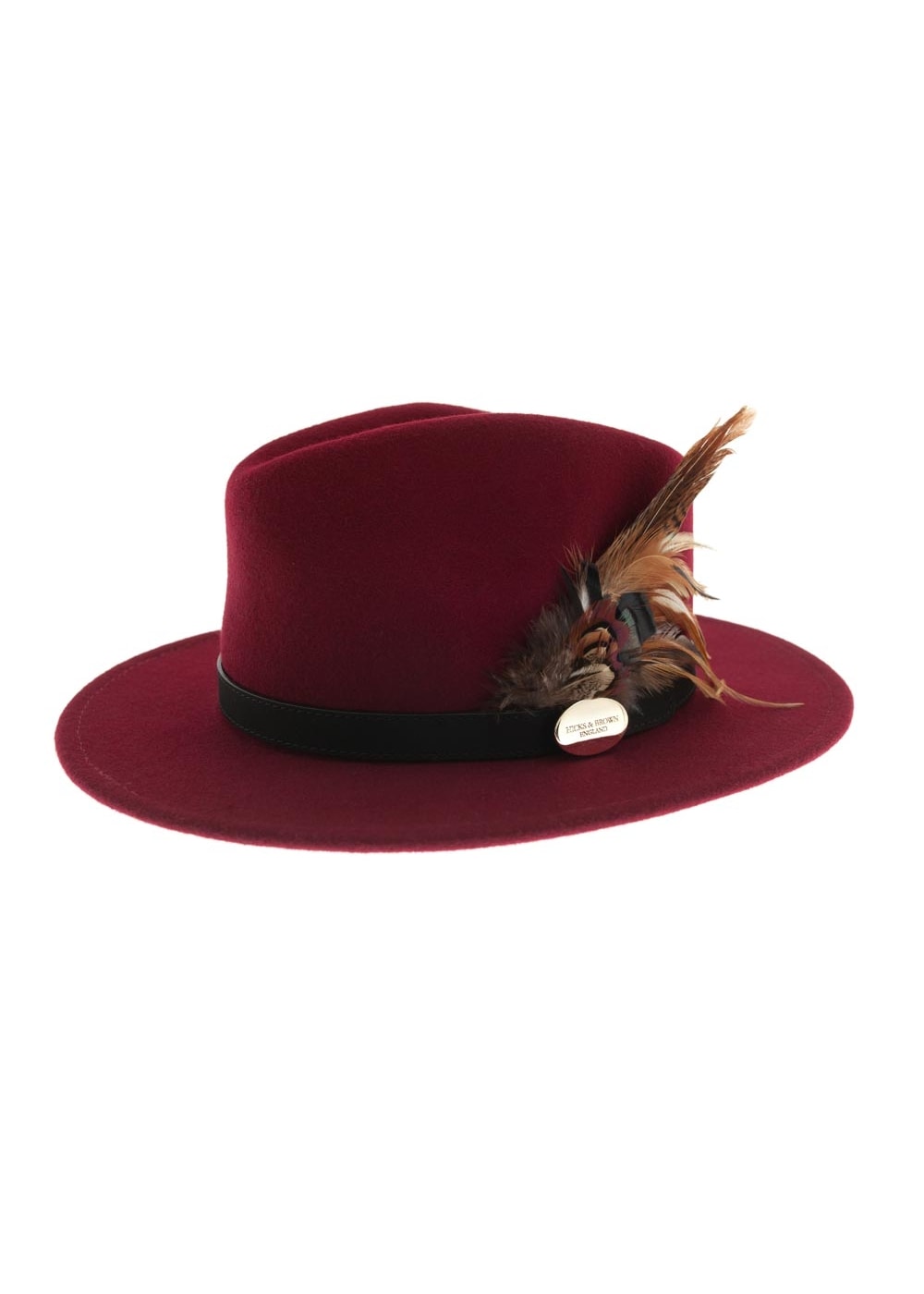 Suffolk Fedora Bronze Side Feather - Maroon - 3