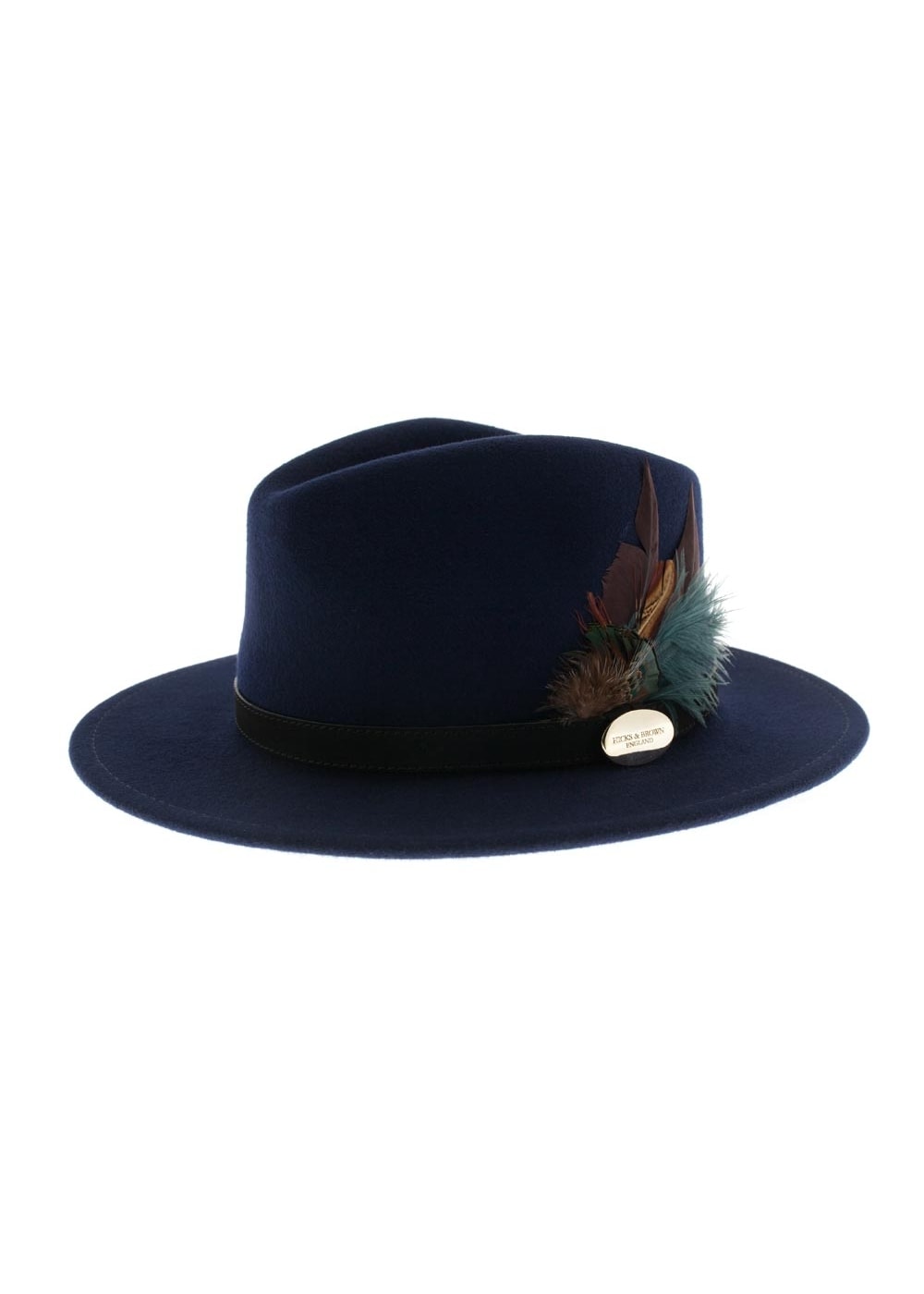 Suffolk Fedora Midnight Side Feather - Navy - 3