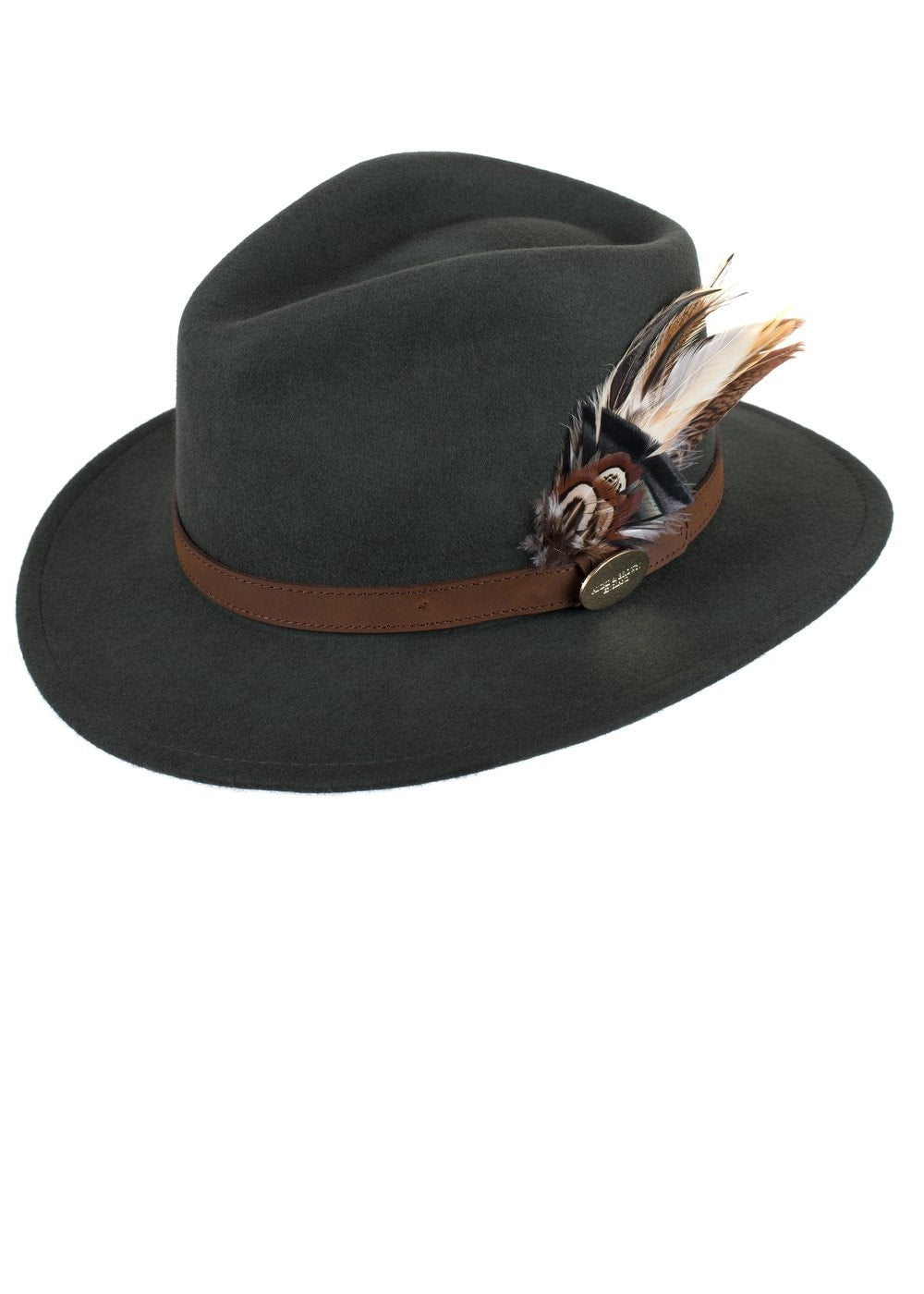 Suffolk Fedora Bronze Side Feather - Olive - 5