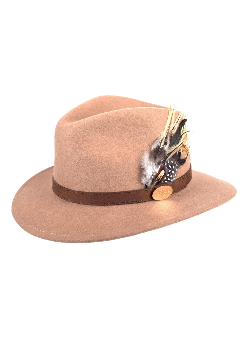 Suffolk Fedora Fawn Side Feather - Camel - 1