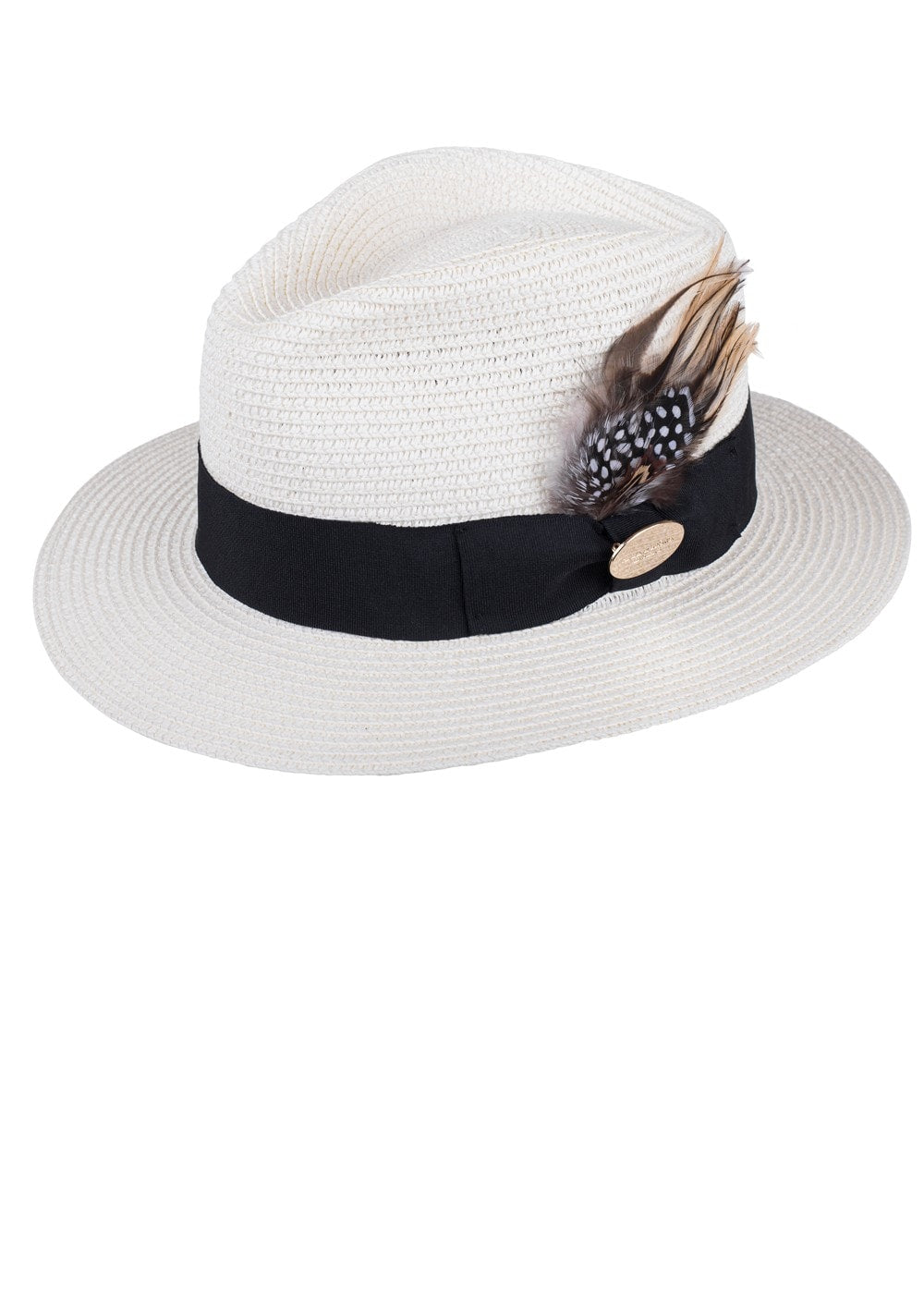 The Aldeburgh Fedora with Guinea and Pheasant Feather - Cream - 4