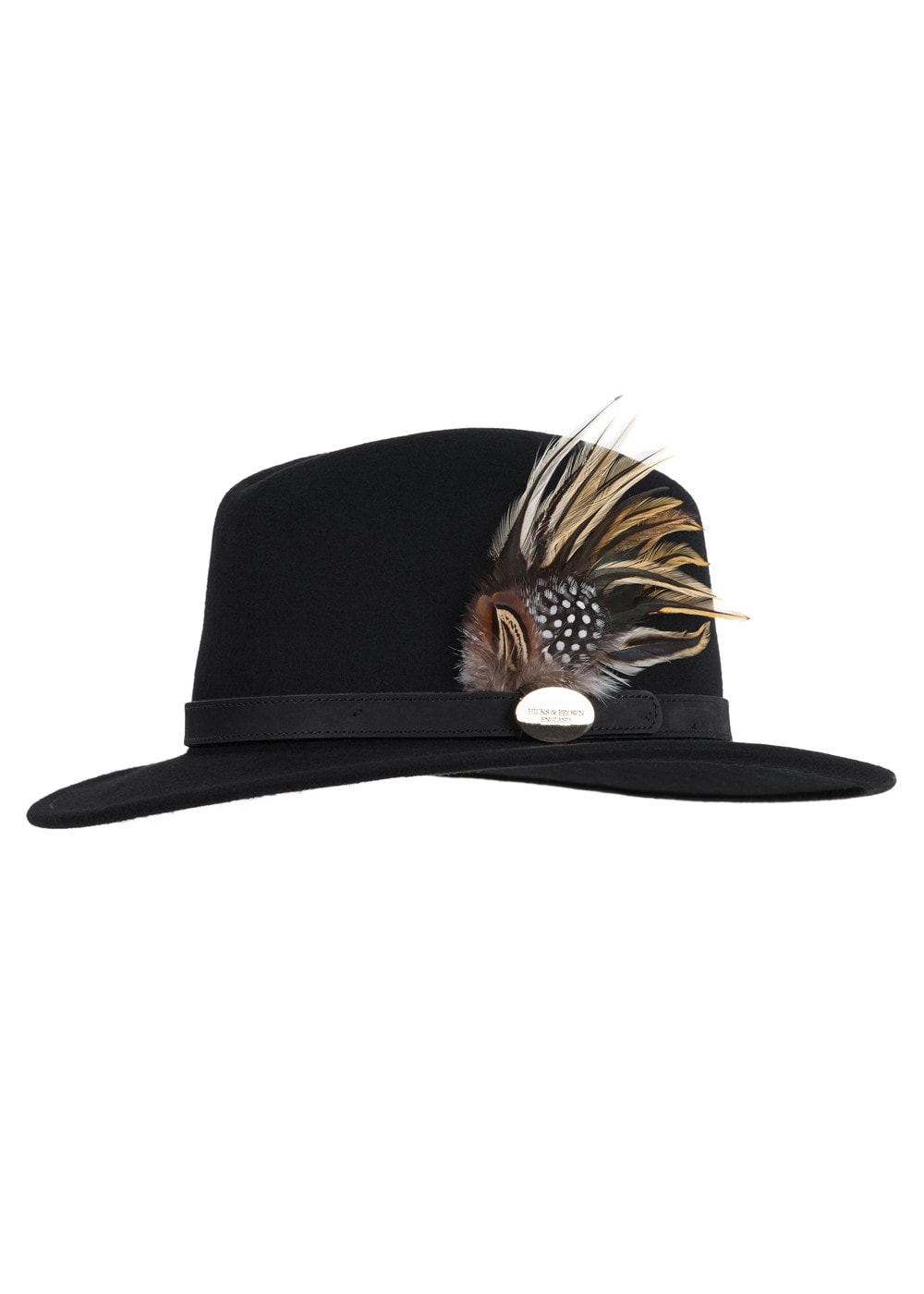 Suffolk Fedora Fawn Side Feather - Black - 3