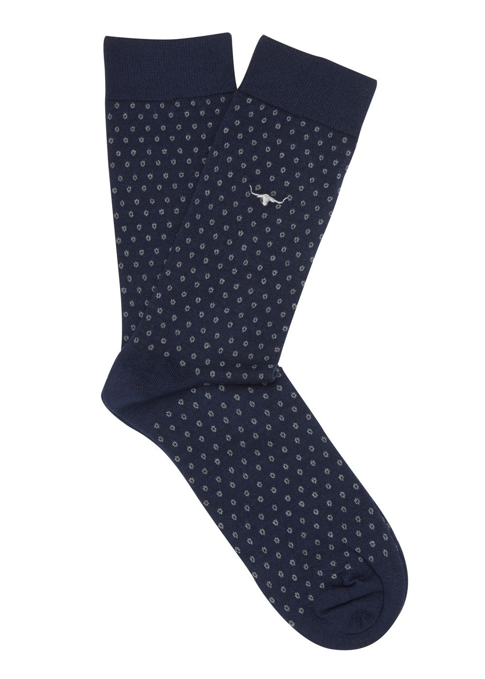 Fine Gauge Cotton Socks - Navy and Grey - 1