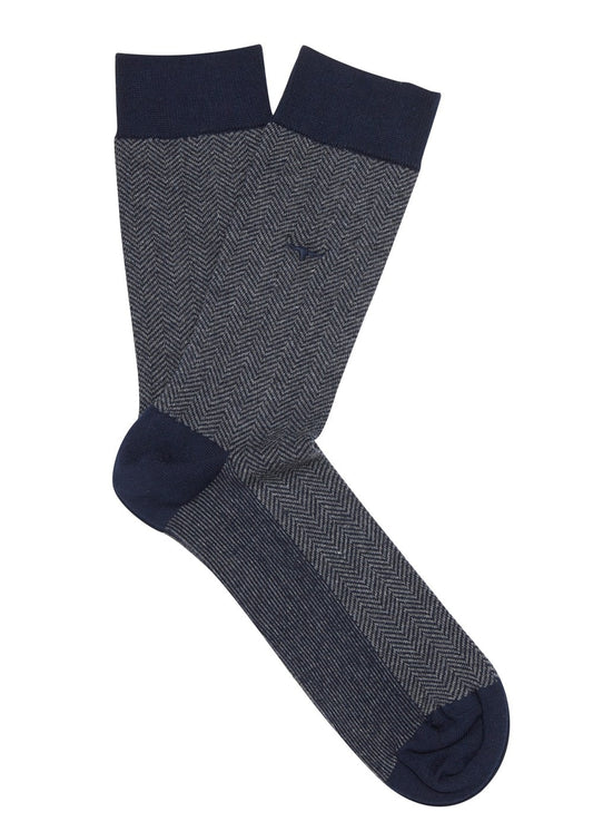 Fine Gauge Cotton Socks - Grey and Navy - 1