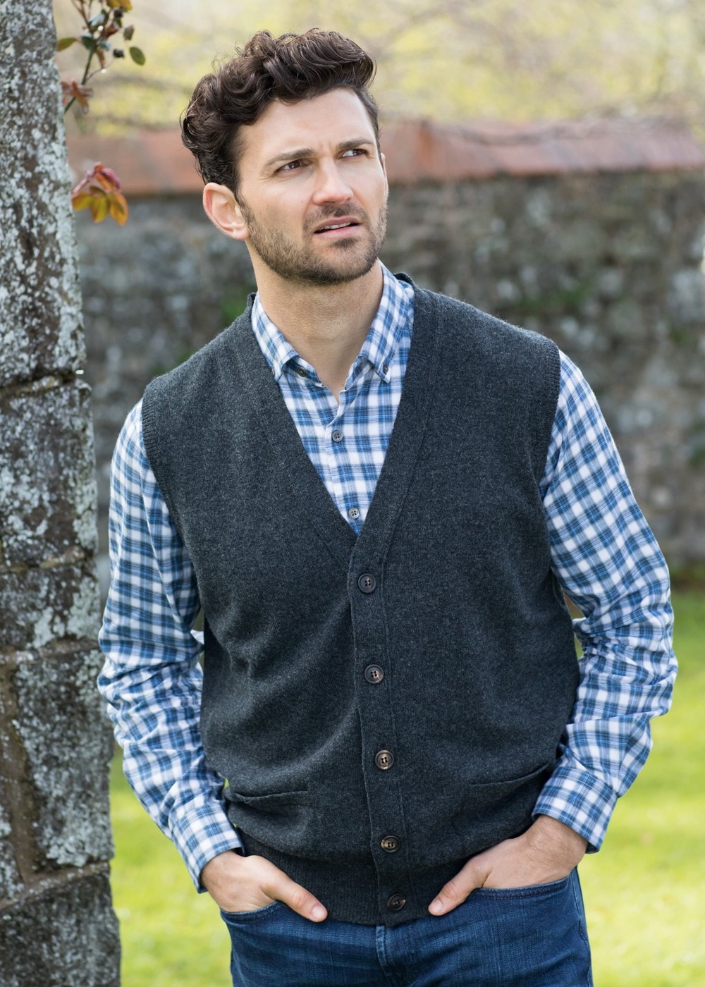 Lambswool 2 Ply Waistcoat - Charcoal - 2