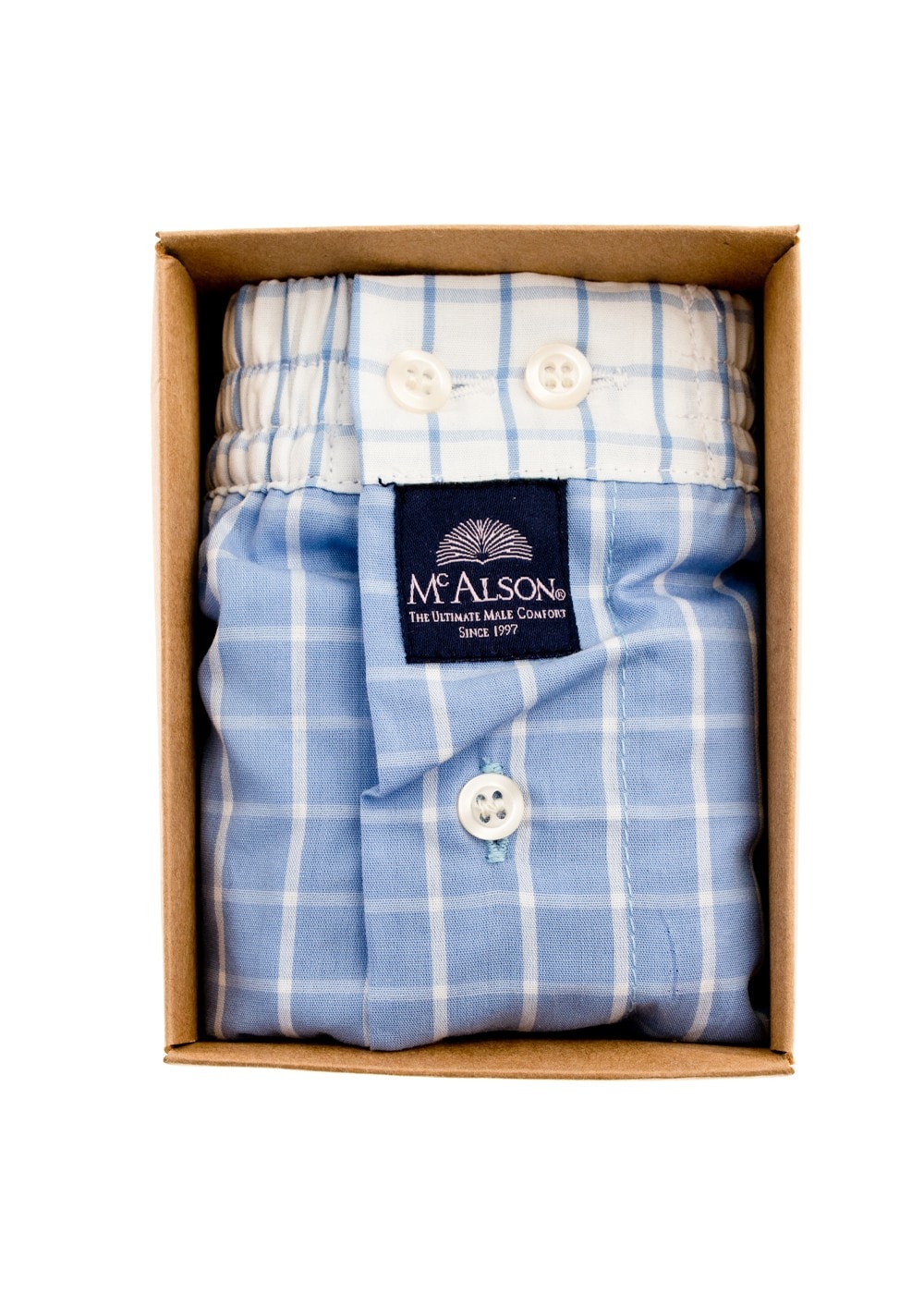 Boxer Shorts - Blue and White Check - 1