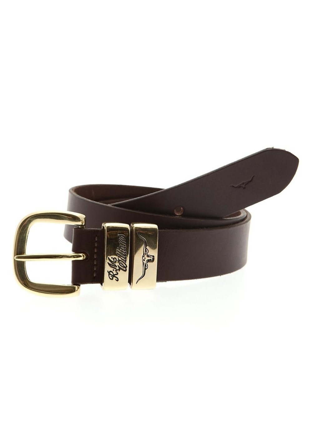 3 Piece 1.5" Brass Buckle Belt - Chestnut - 4