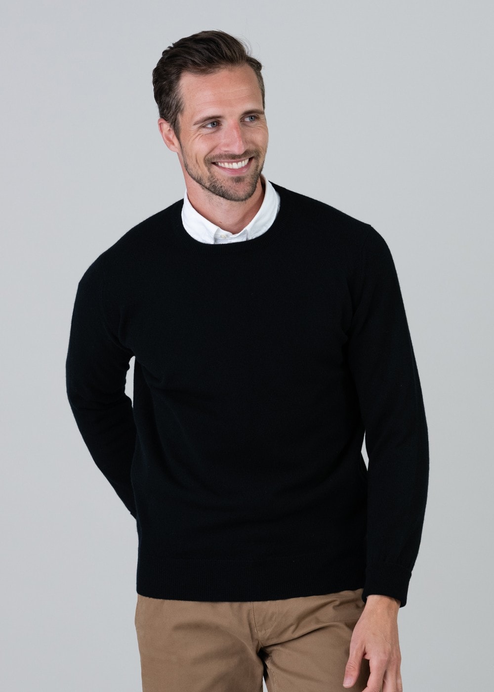 Gordon 1 Ply Geelong Crew Neck - Black - 1