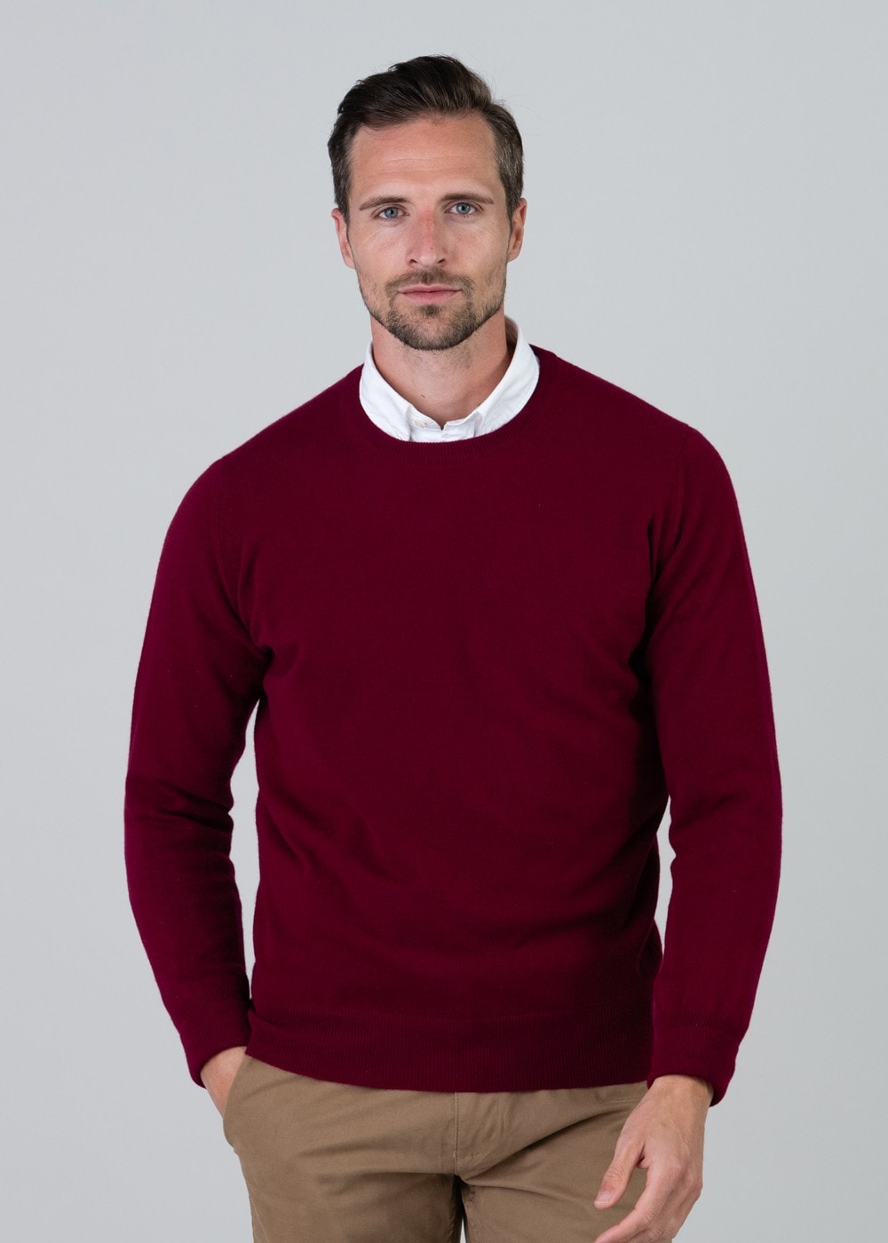 Gordon 1 Ply Geelong Crew Neck - Claret - 0