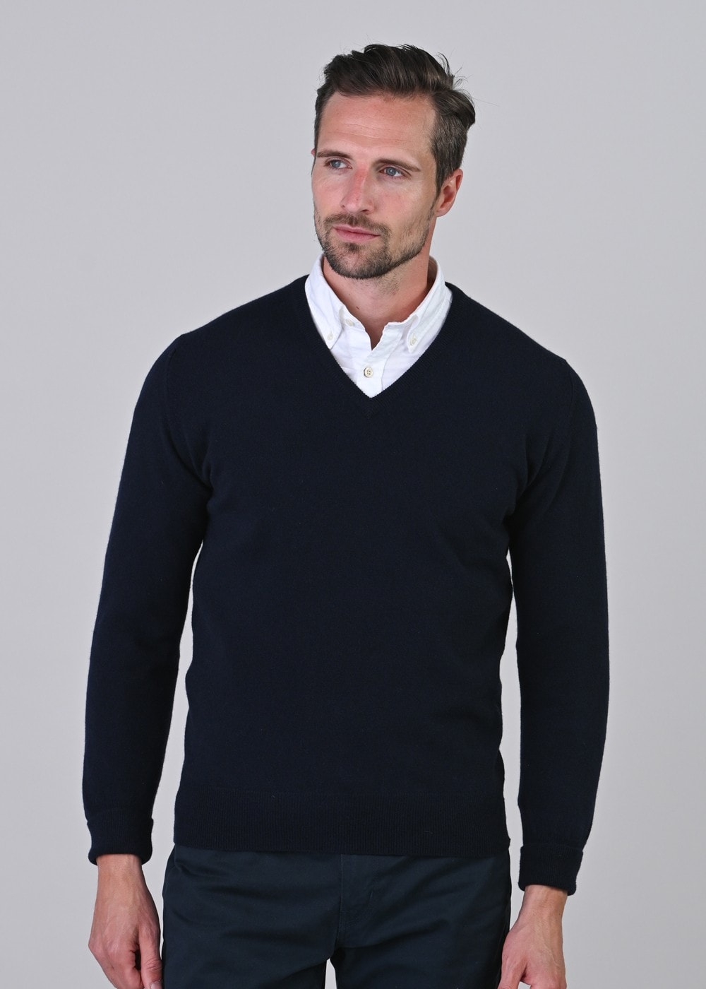 Gordon 1 Ply Geelong V-Neck - Navy - 1