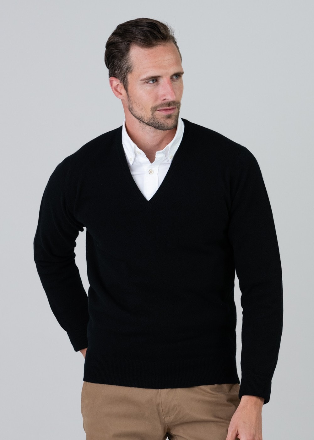 Gordon 1 Ply Geelong V-Neck - Black - 0