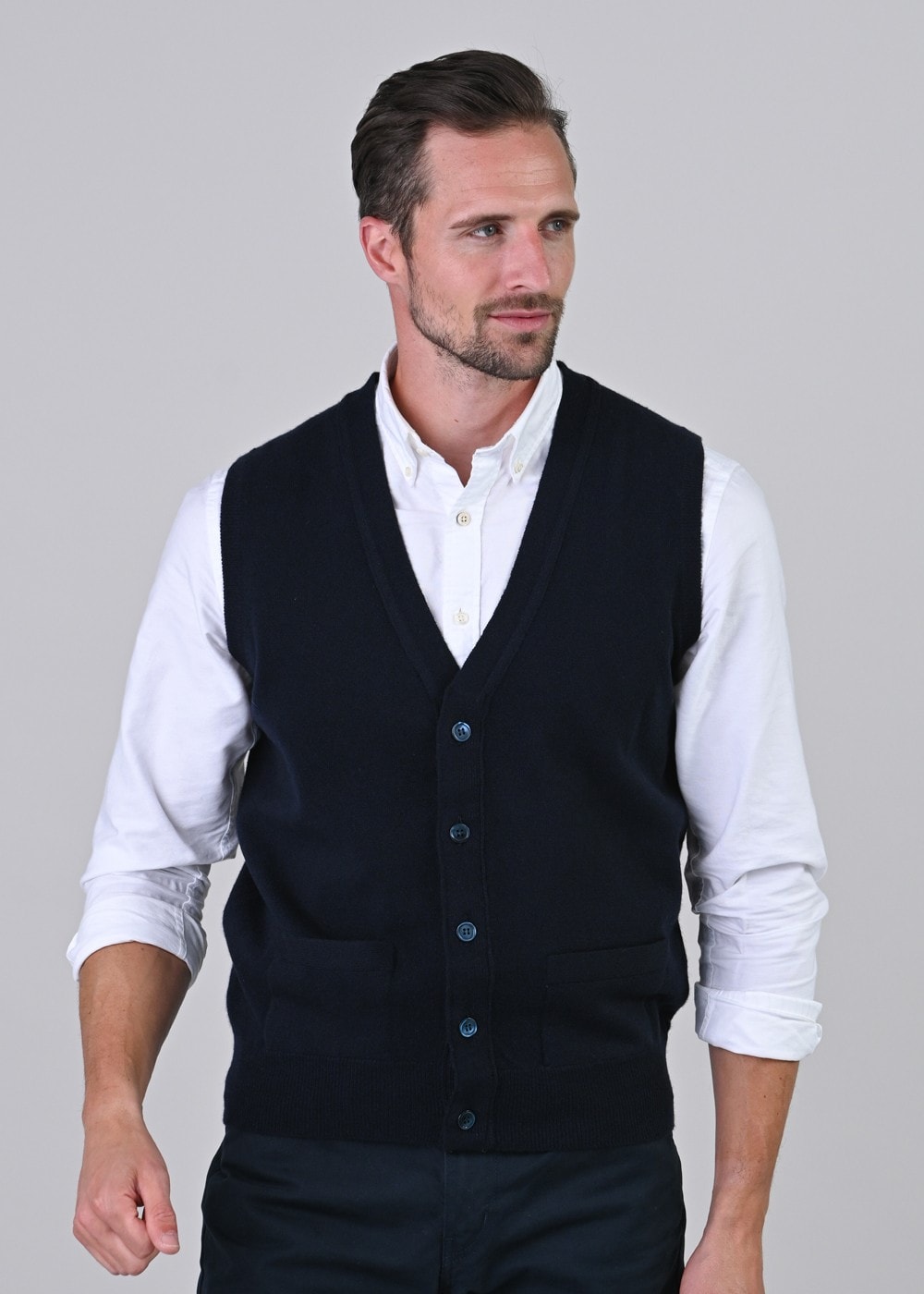 Gordon 1 Ply Geelong Waistcoat - Navy - 1