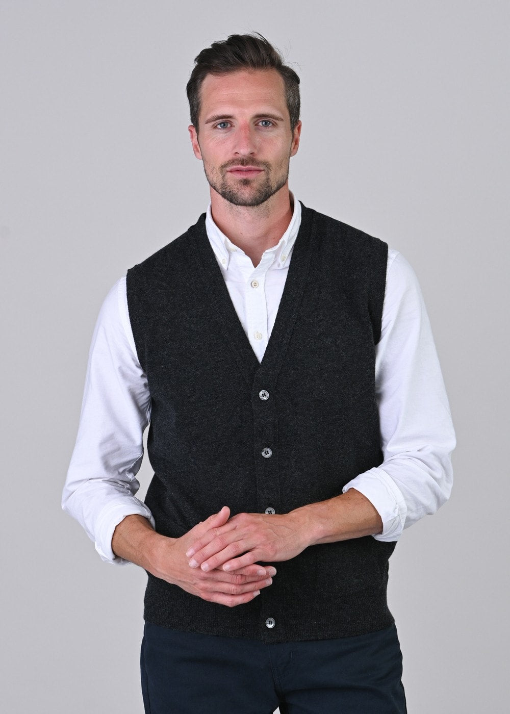 Gordon 1 Ply Geelong Waistcoat - Charcoal - 1