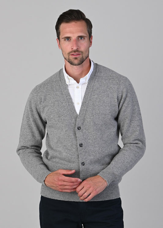 Leven 2 Ply Lambswool Cardigan - Flannel - 1