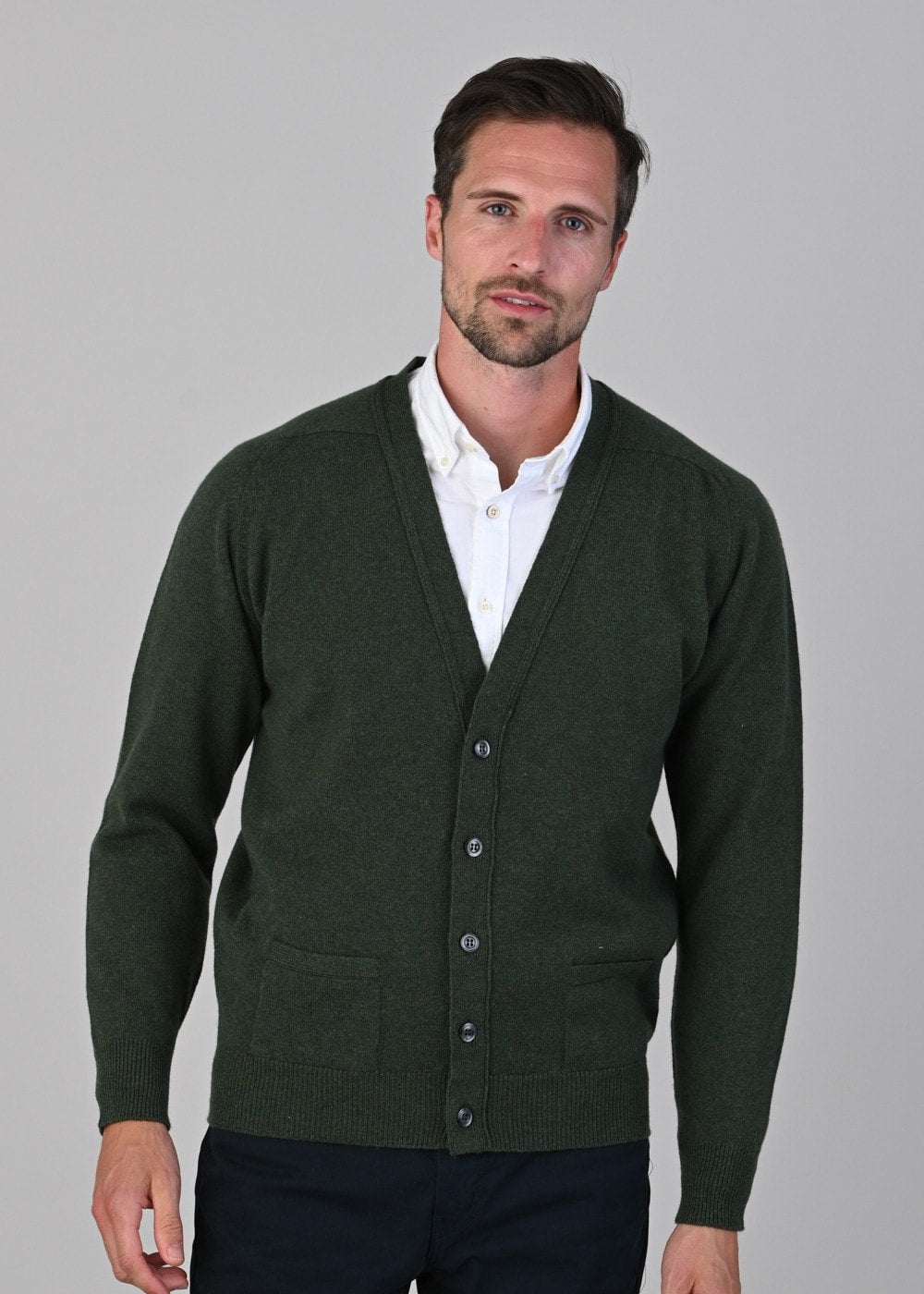 Leven 2 Ply Lambswool Cardigan - Rosemary - 1