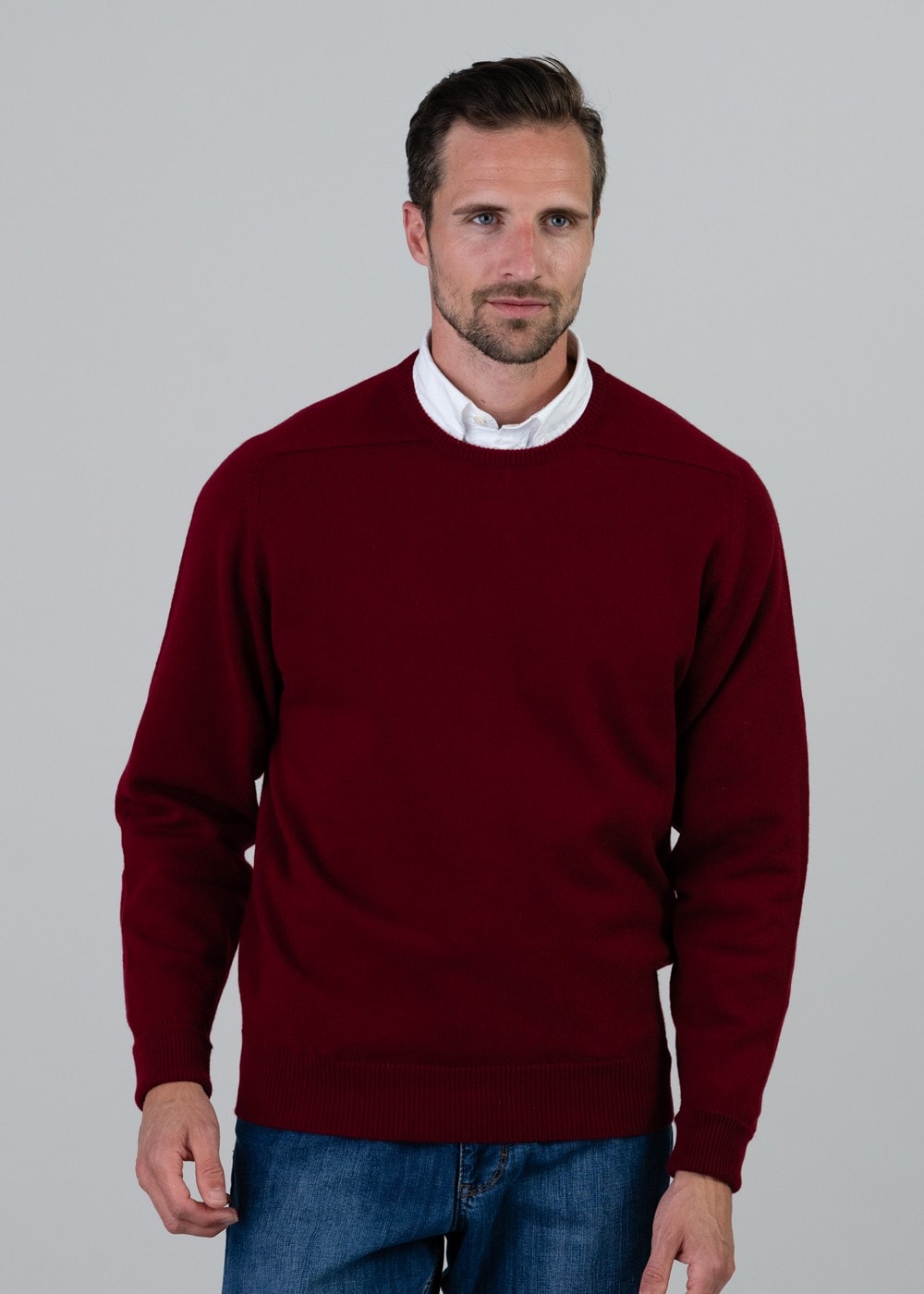 Melrose 2 Ply Cashmere Crew Neck - Bordeaux - 1