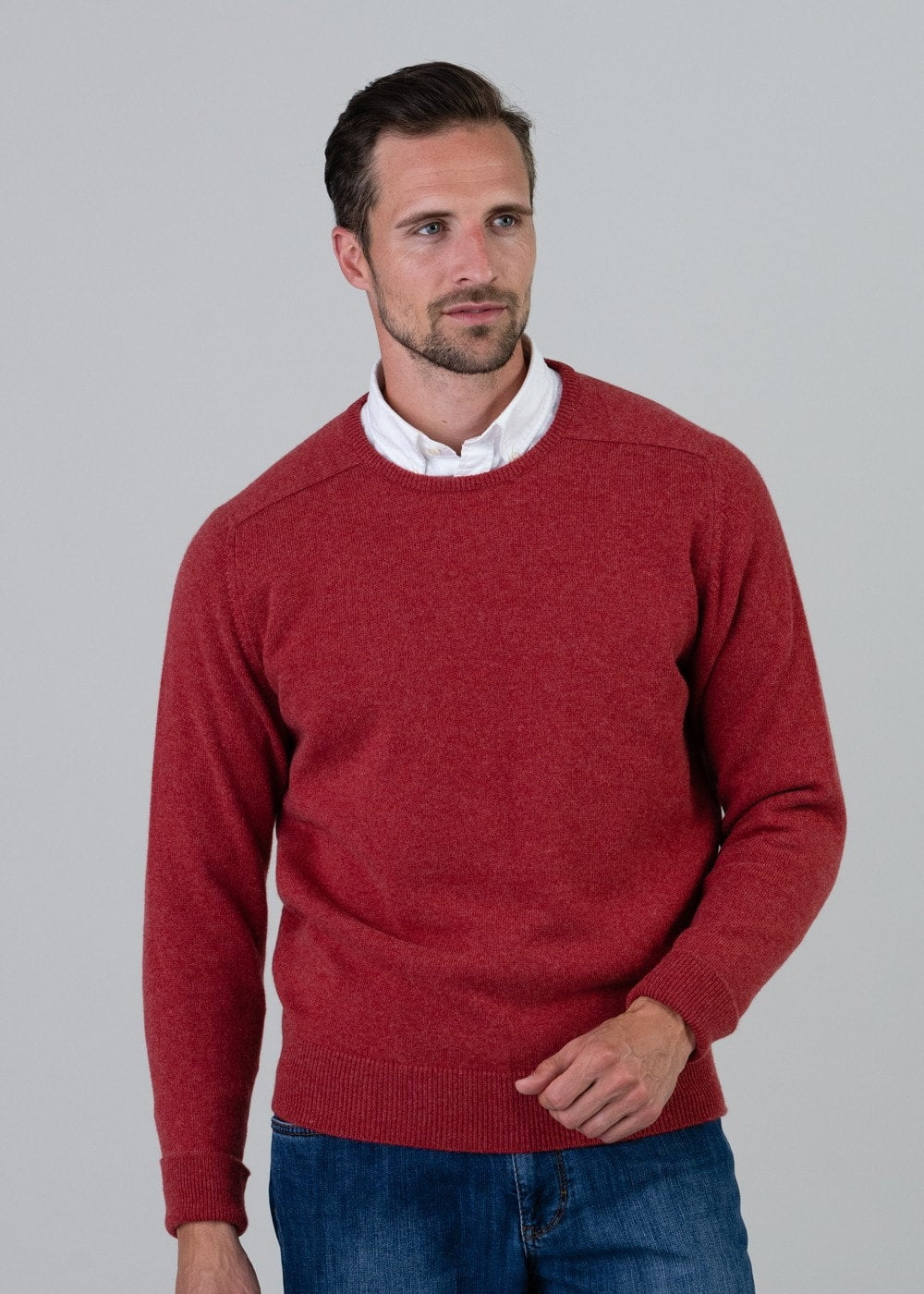 Melrose 2 Ply Cashmere Crew Neck - Poppy Mel - 1