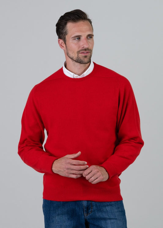 Melrose 2 Ply Cashmere Crew Neck - Cardinal Red - 1