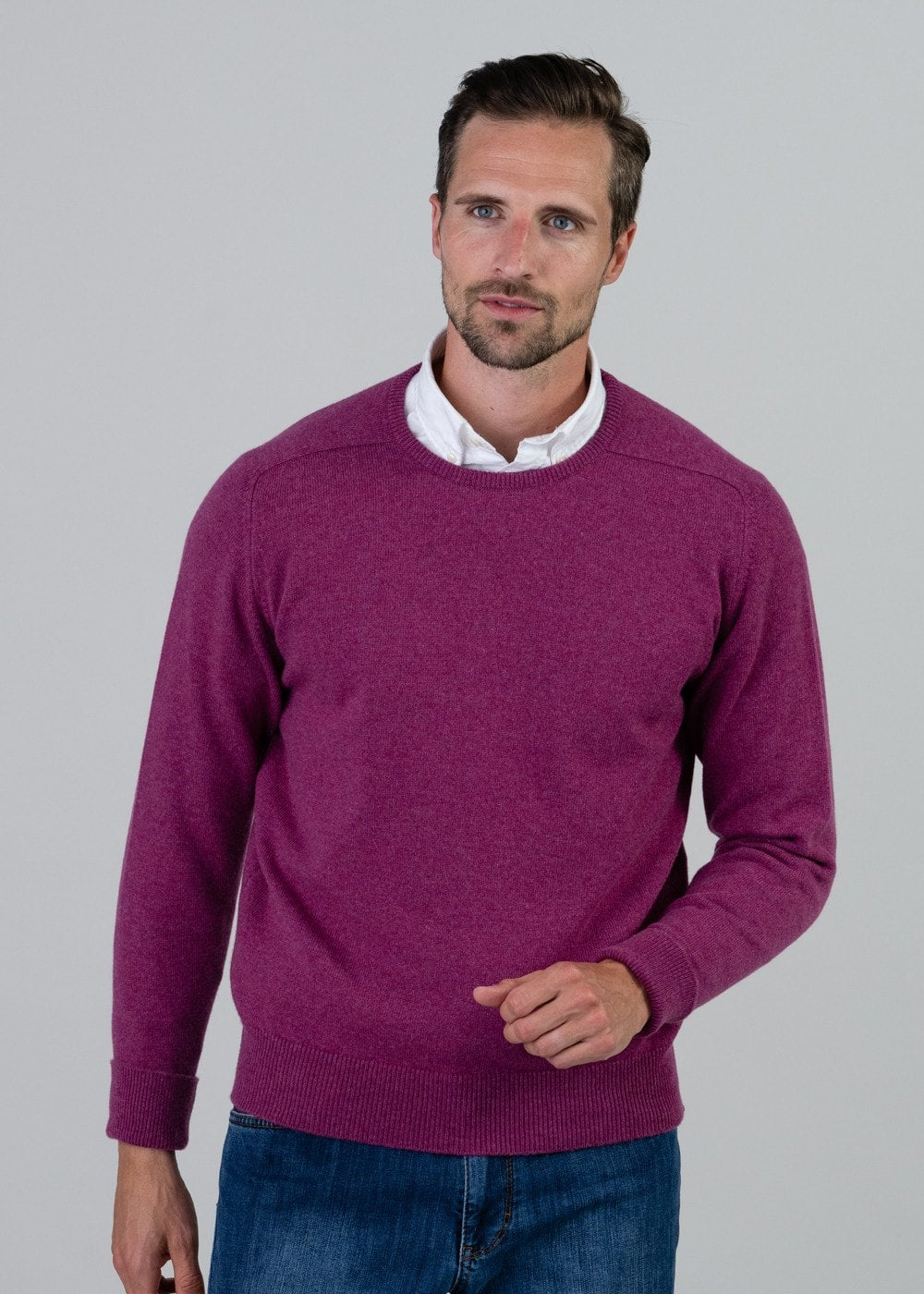 Melrose 2 Ply Cashmere Crew Neck - Loganberry - 1