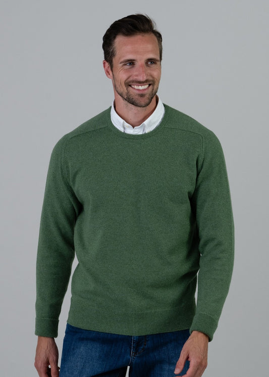 Melrose 2 Ply Cashmere Crew Neck - Green Mix - 1