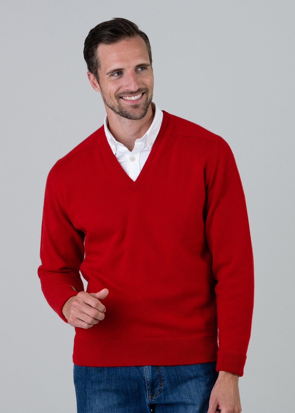 Melrose 2 Ply Cashmere V-Neck - Cardinal Red - 1