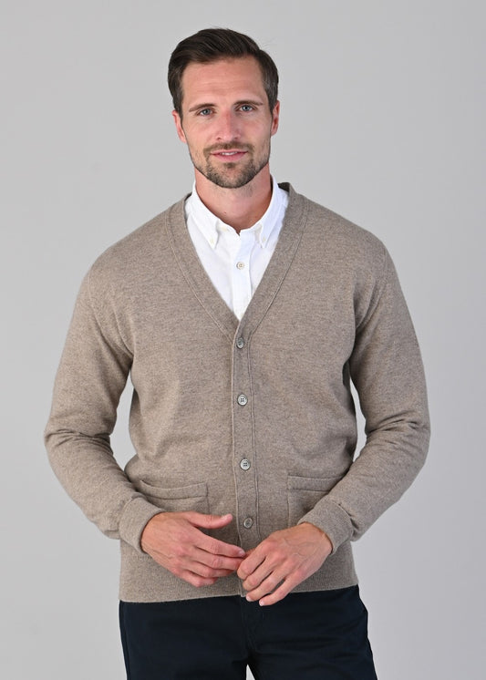 Oxton 1 Ply Cashmere Cardigan - Dark Natural - 1