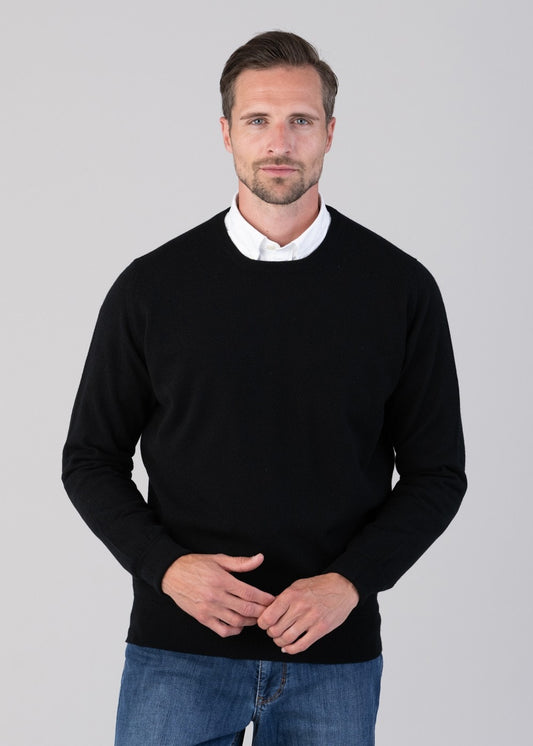 Oxton 1 Ply Cashmere Crew Neck - Black - 1