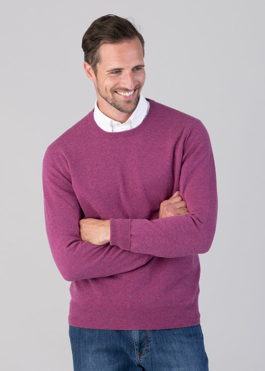 Oxton 1 Ply Cashmere Crew Neck - Loganberry - 1