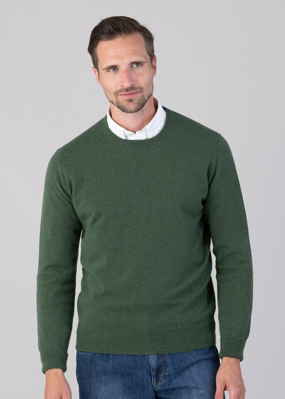 Oxton 1 Ply Cashmere Crew Neck - Serpentine - 1