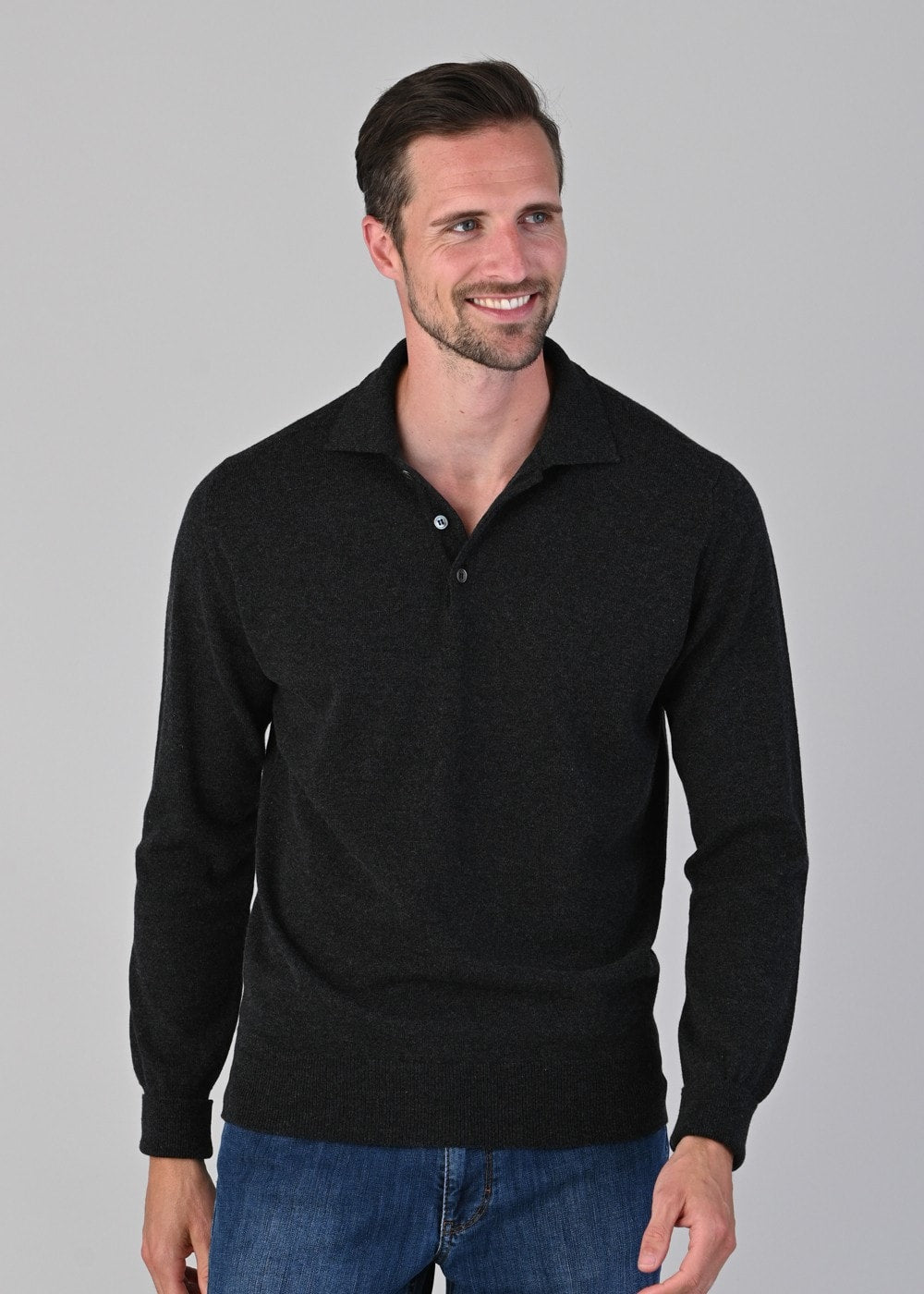 Oxton 1 Ply Cashmere Sport Shirt - Charcoal - 1