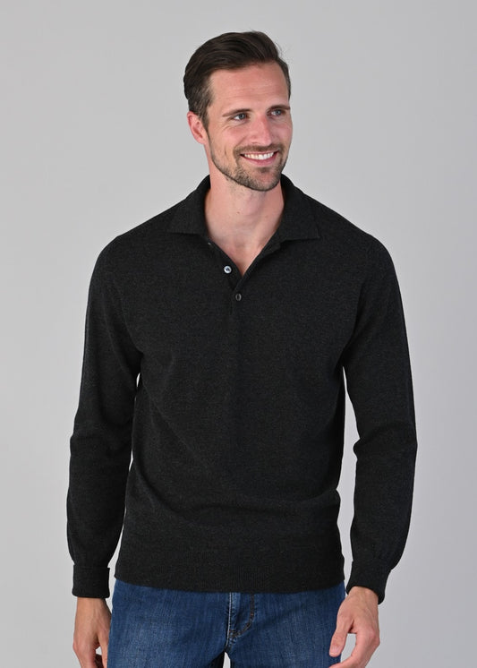 Oxton 1 Ply Cashmere Sport Shirt - Charcoal - 1