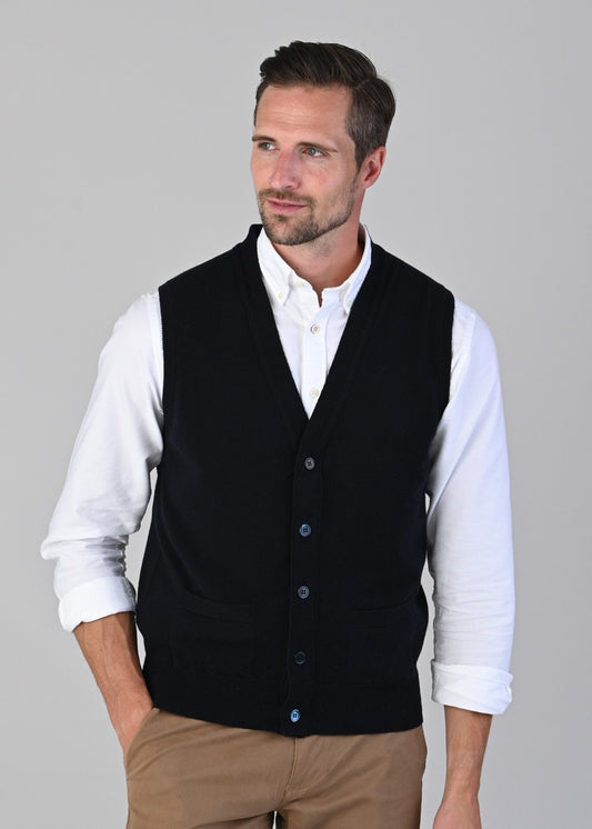 Oxton 1 Ply Cashmere Waistcoat - Navy - 1