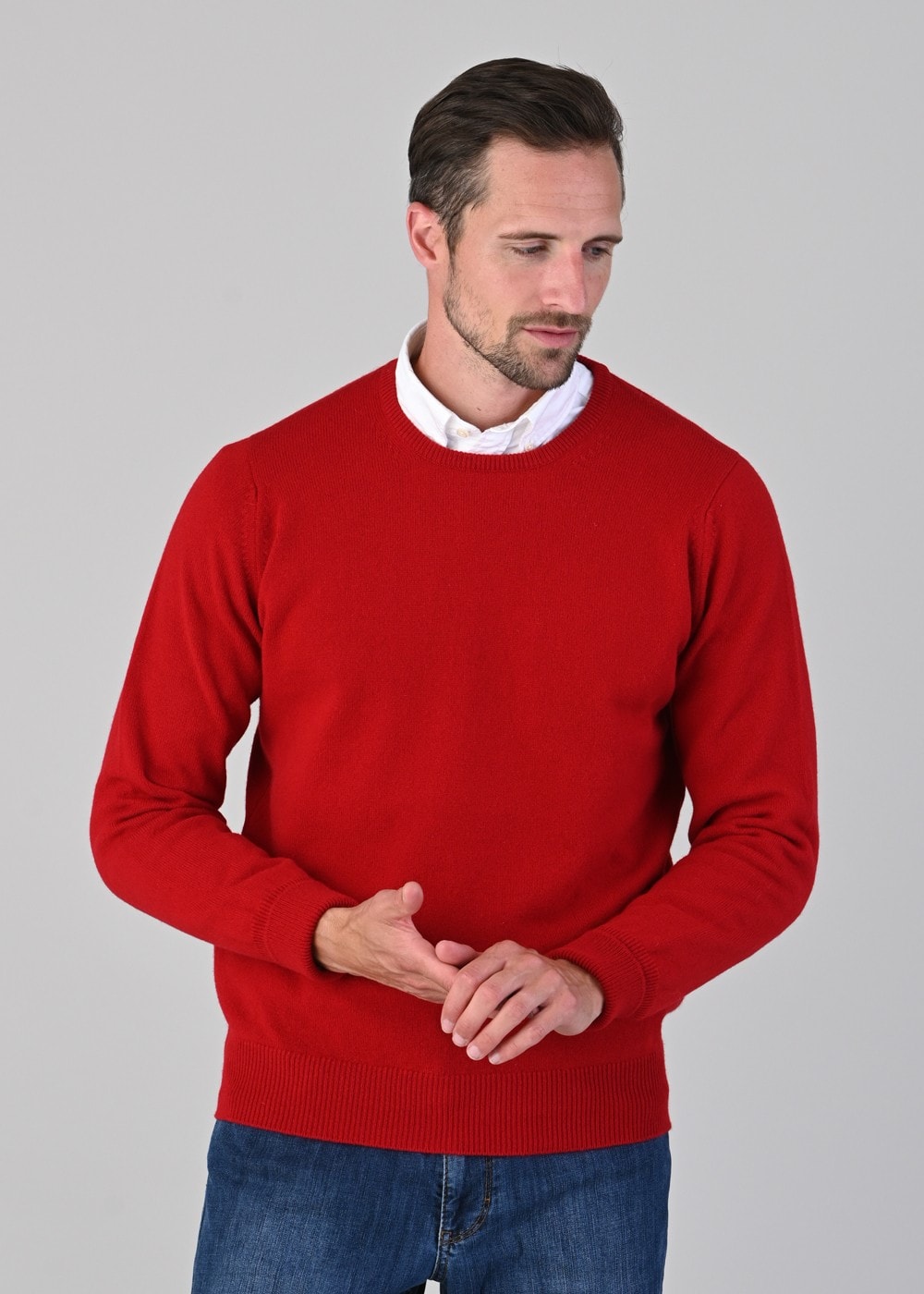 Rob 2 Ply Lambswool Crew Neck - Chianti - 1