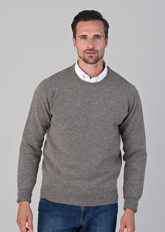 Rob 2 Ply Lambswool Crew Neck - Vole - 1