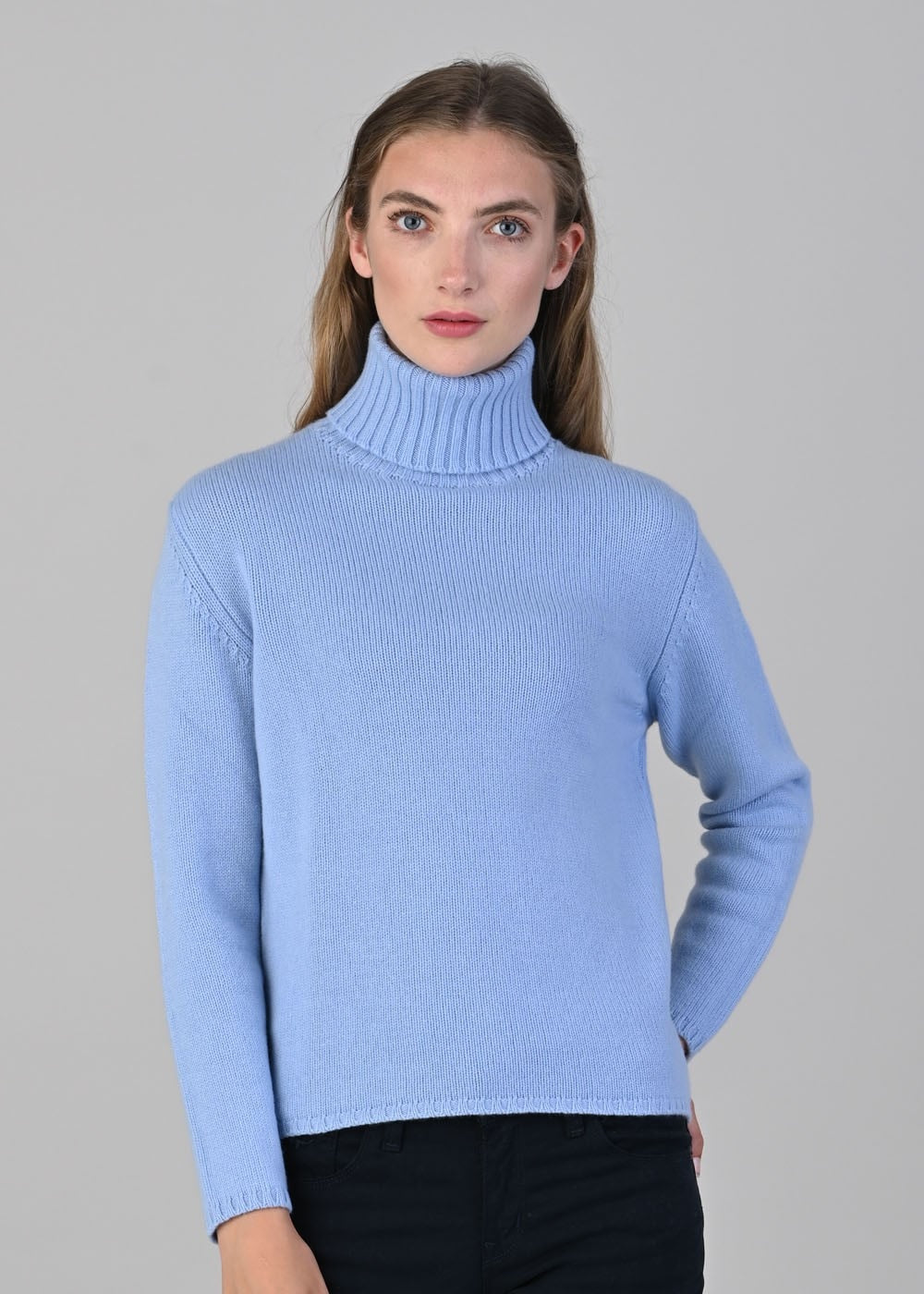 Amelia Cashmere Roll Collar - Hyacinth - 1