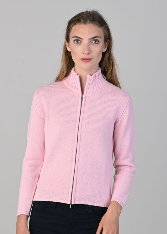 Amelia Cashmere High Neck Zip - Marshmallow - 1