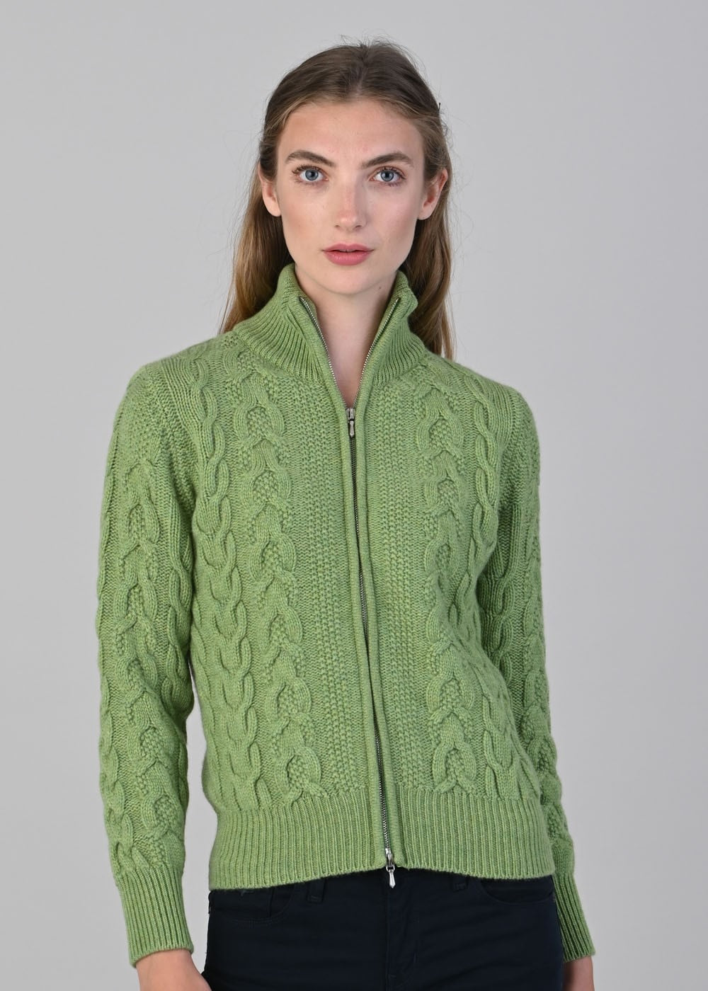 Rosie Cashmere Cable Jacket - Foliage - 1