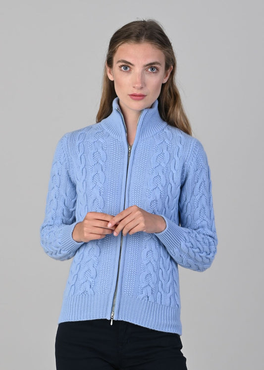 Rosie Cashmere Cable Jacket - Hyacinth - 1