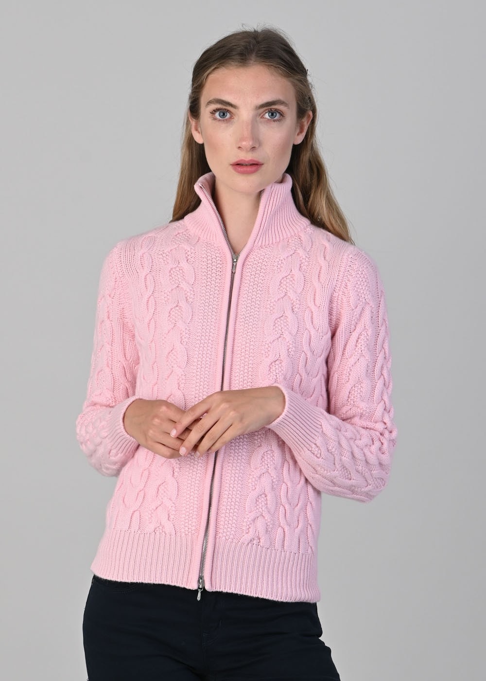 Rosie Cashmere Cable Jacket - Marshmallow - 1