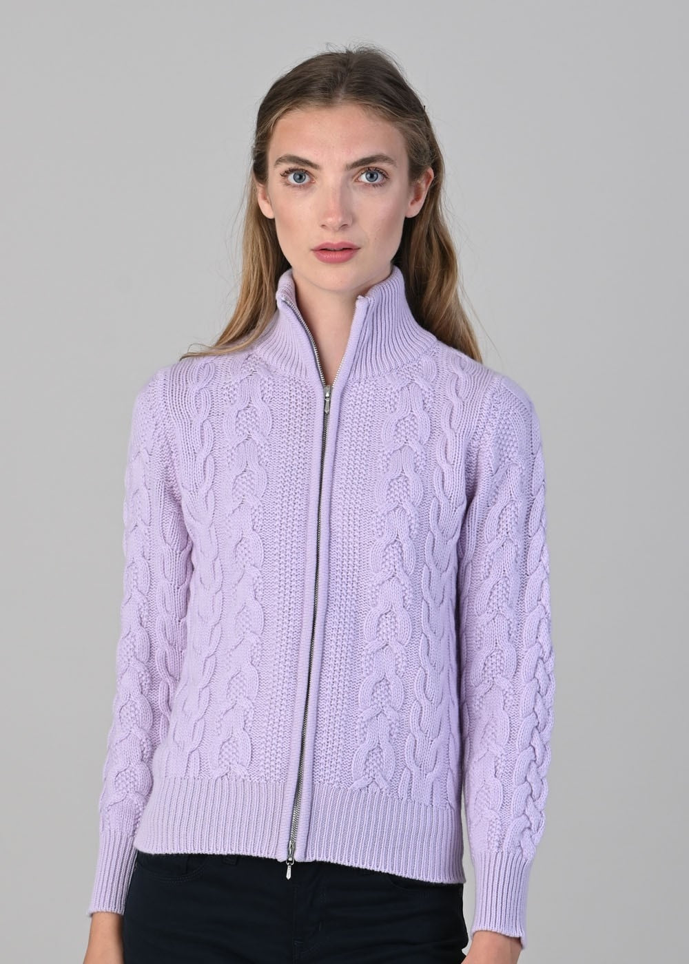 Rosie Cashmere Cable Jacket - Freesia - 1