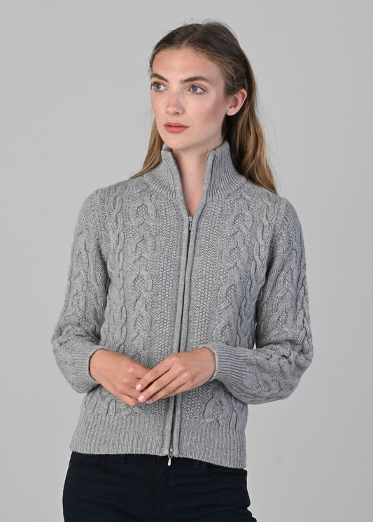 Rosie Cashmere Cable Jacket - Brume - 1