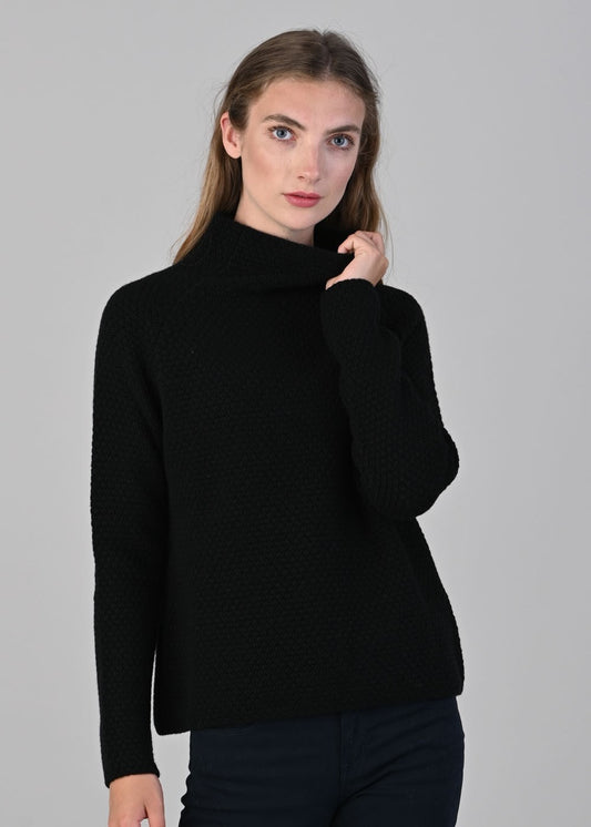 Olivia Cashmere Funnel Neck - Black - 1