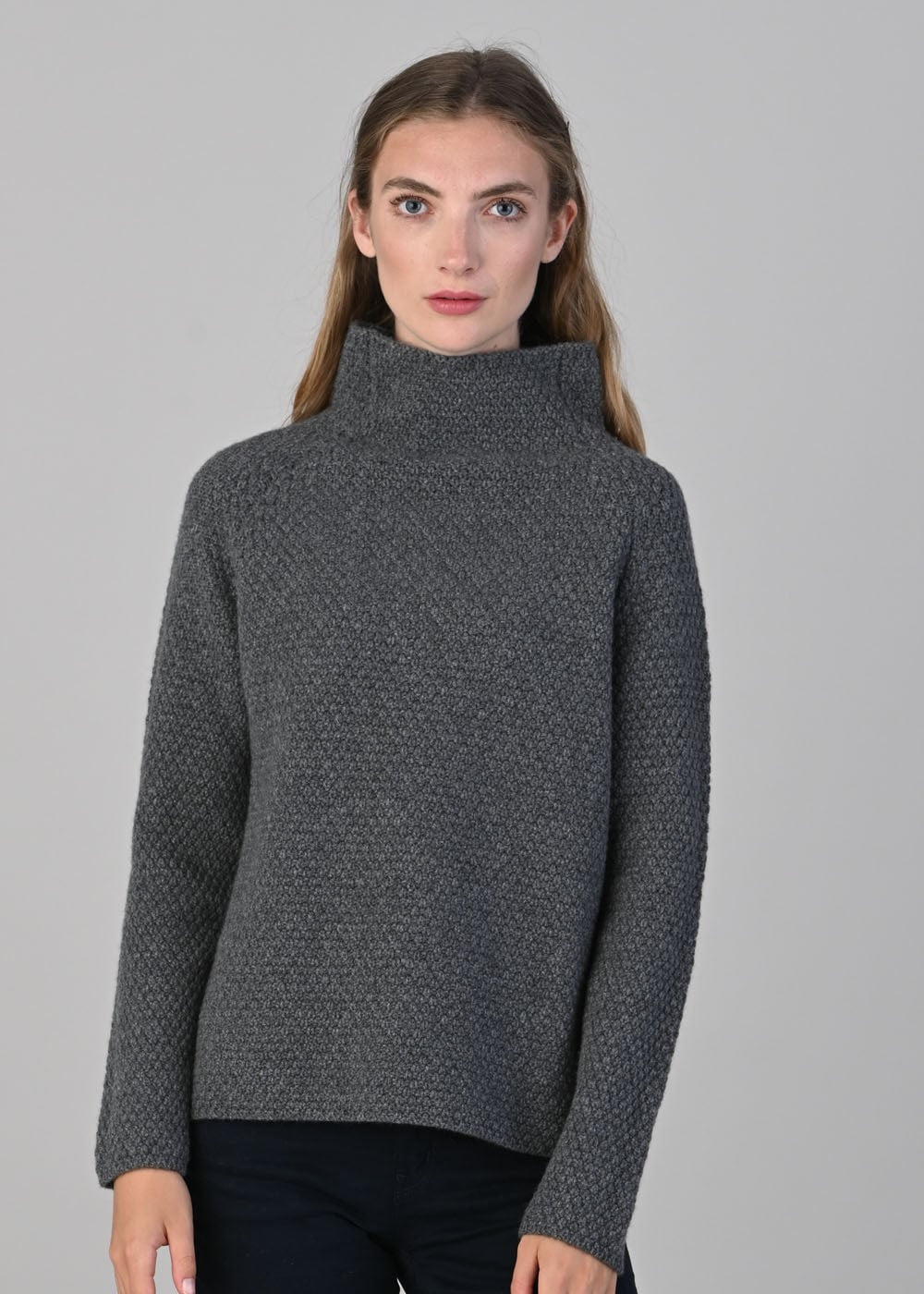 Olivia Cashmere Funnel Neck - Derby Grey - 1