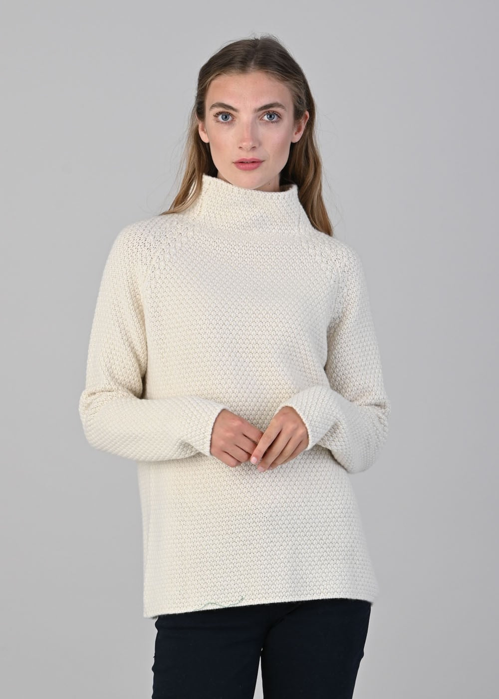 Olivia Cashmere Funnel Neck - White Undyed - 1