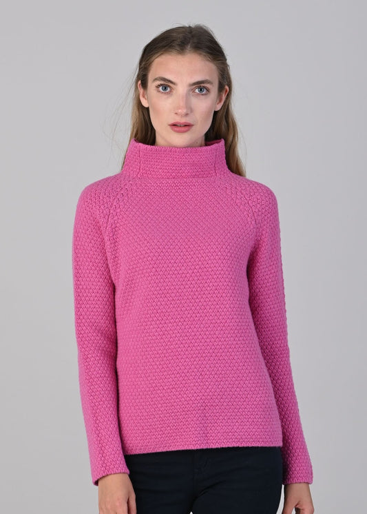 Olivia Cashmere Funnel Neck - Infra Pink - 1