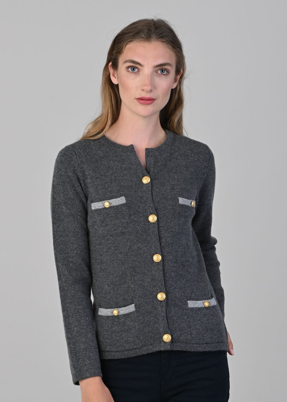 Evie Cashmere Jacket - Derby Grey and Brume - 1