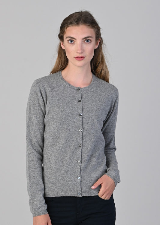 Millie Cashmere High Button Cardigan - Flannel - 1