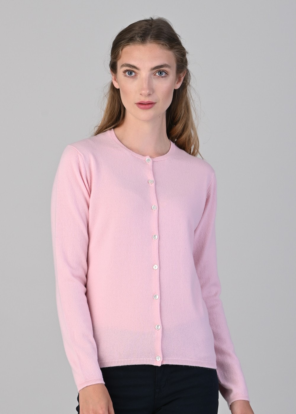 Millie Cashmere High Button Cardigan - Marshmallow - 1