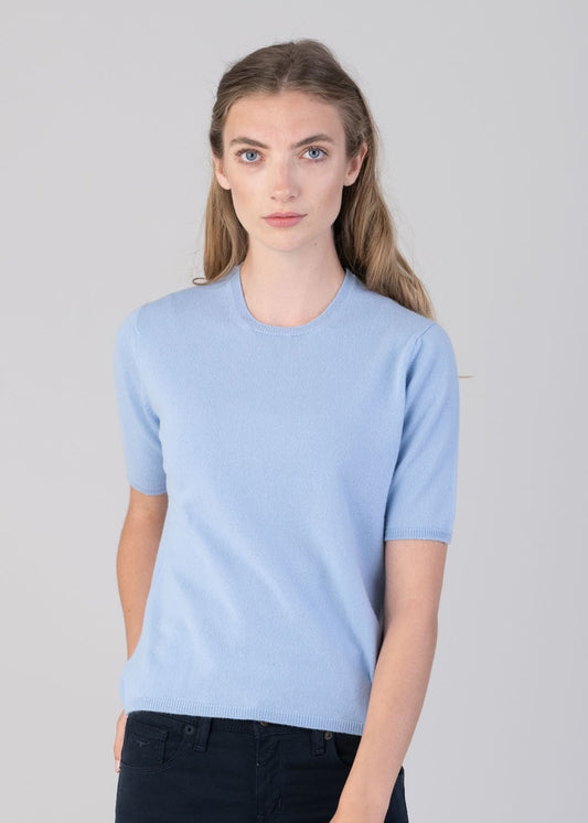 Millie Cashmere Short Sleeve Crew - Hyacinth - 1