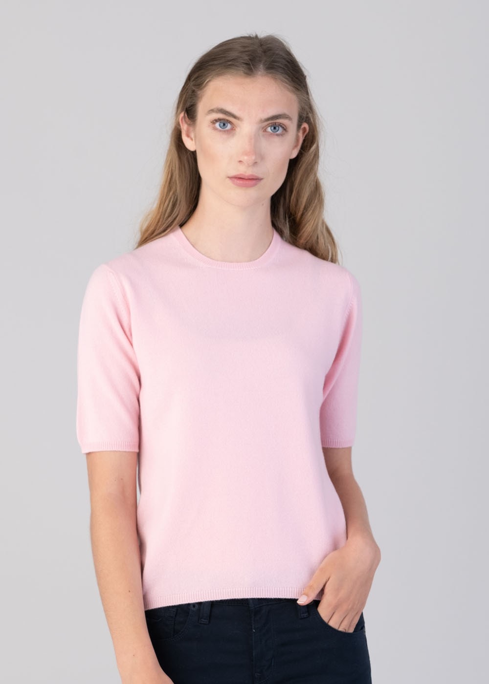 Millie Cashmere Short Sleeve Crew - Marshmallow - 1